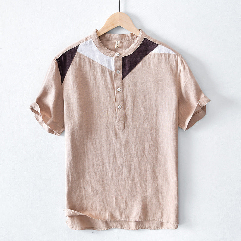 Men's Linen Henley Short Sleeve Shirt