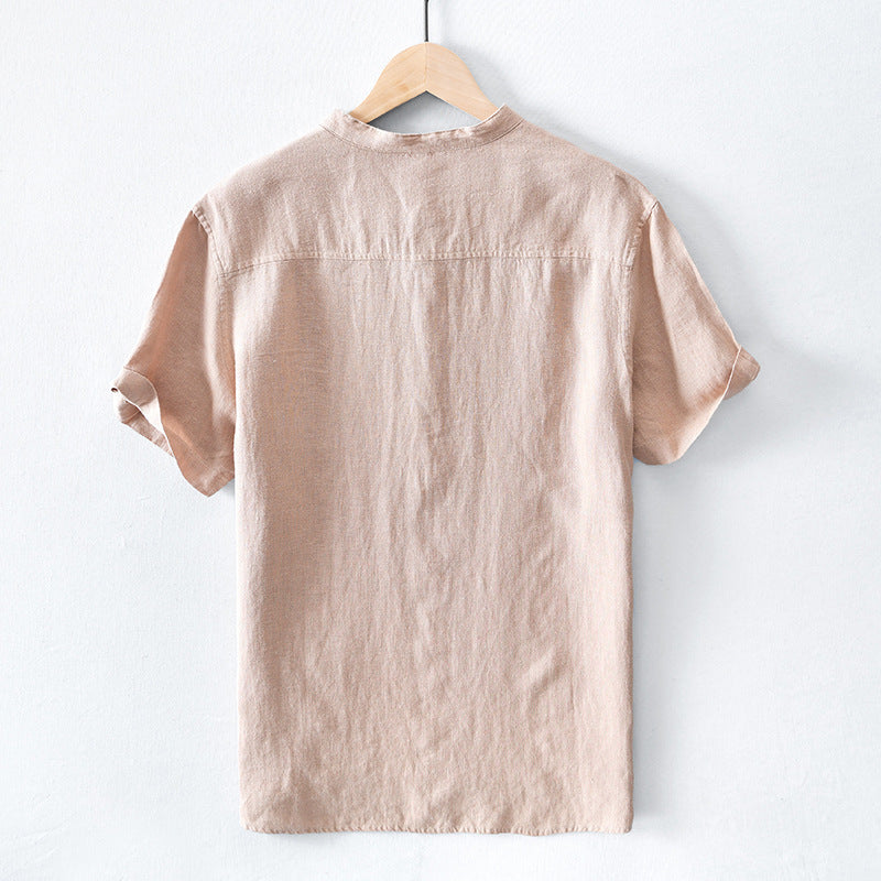 Men's Linen Henley Short Sleeve Shirt