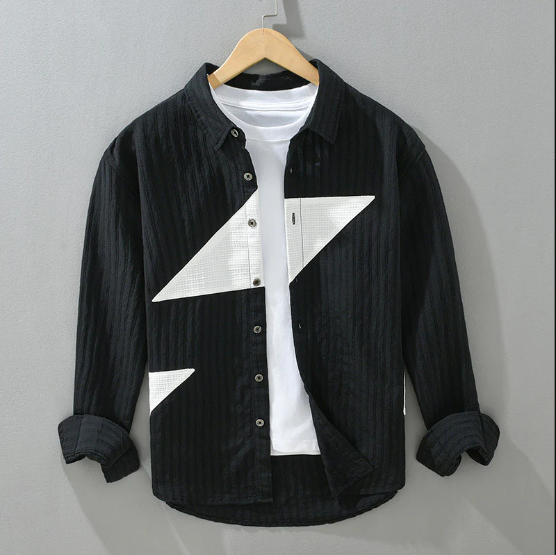 Abstract Comfortable Cotton Long-Sleeve Shirt for Men