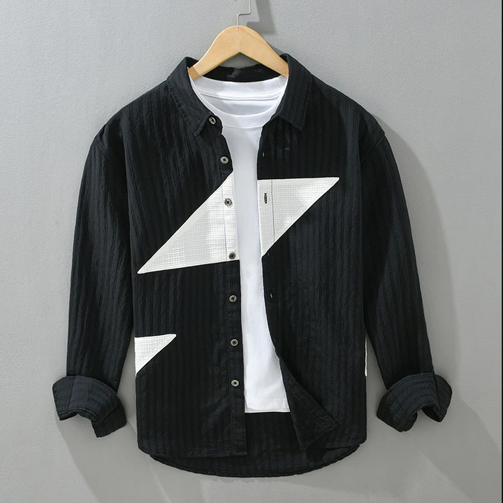 Abstract Comfortable Cotton Long-Sleeve Shirt for Men
