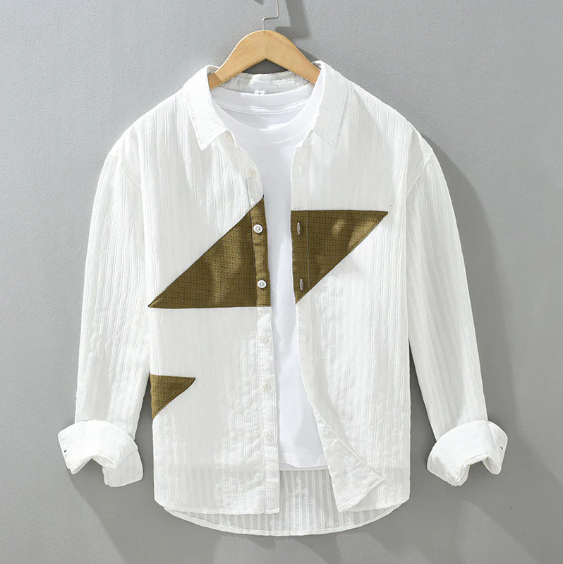 Abstract Comfortable Cotton Long-Sleeve Shirt for Men