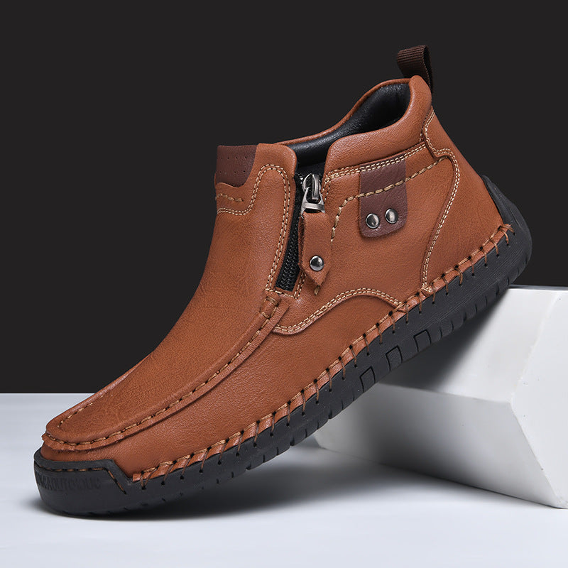 Men's Casual Side Zipper Comfortable Ankle Boots