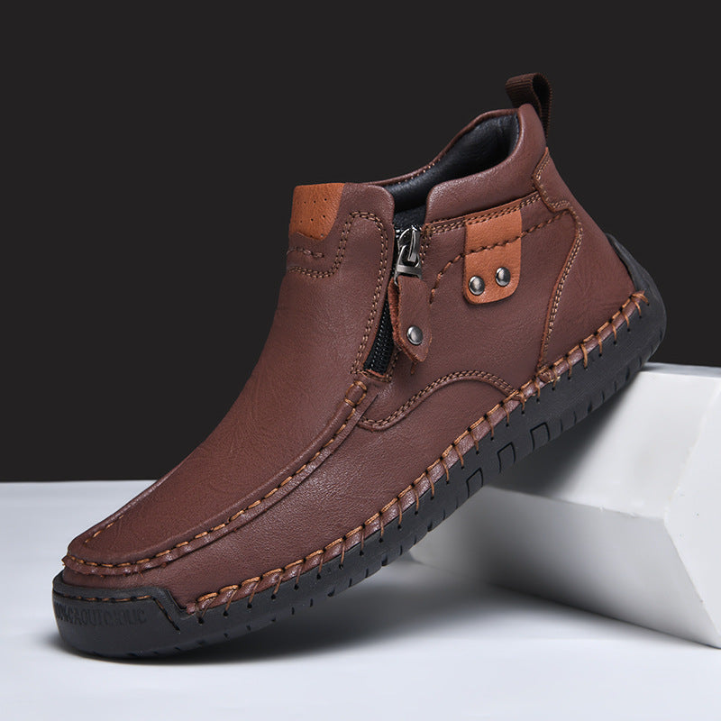 Men's Casual Side Zipper Comfortable Ankle Boots
