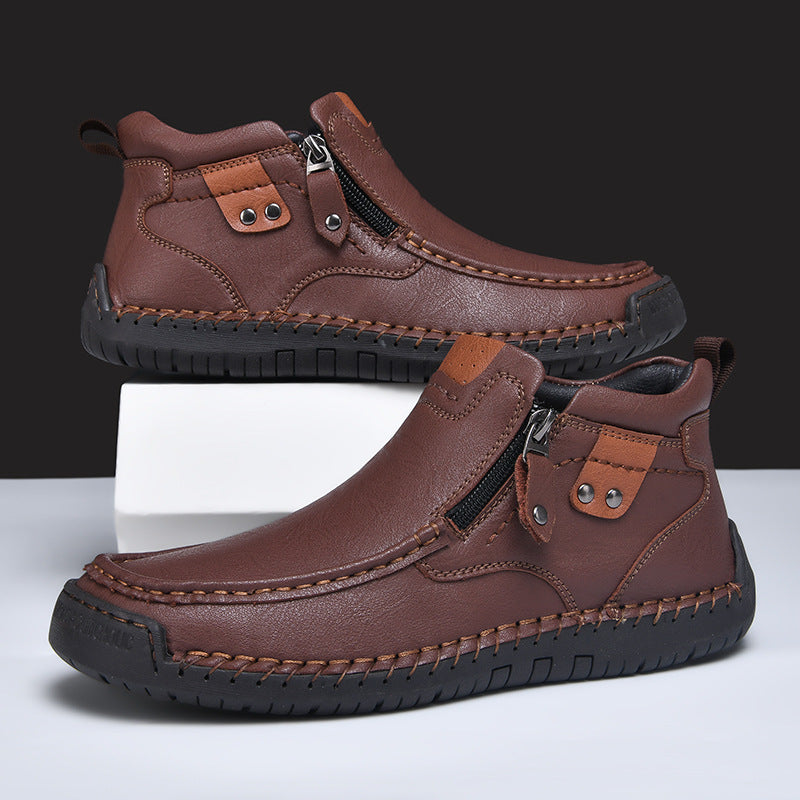 Men's Casual Side Zipper Comfortable Ankle Boots