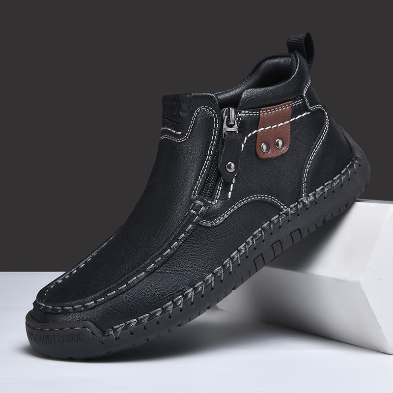 Men's Casual Side Zipper Comfortable Ankle Boots