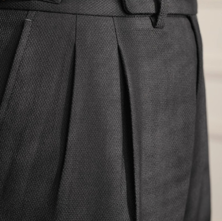 Men's Basketweave Dress Pleated High Waist Gurkha Pants