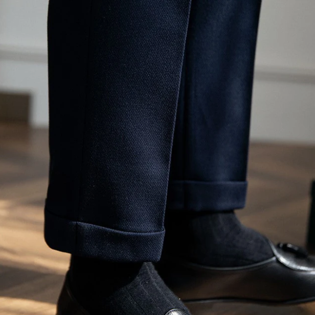 Men's Basketweave Dress Pleated High Waist Gurkha Pants