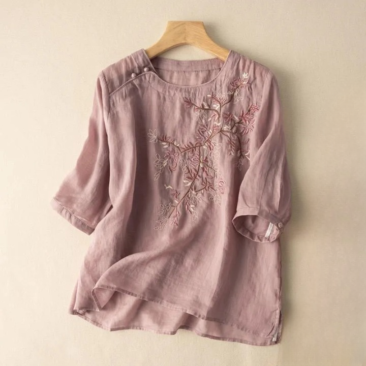 Women’s Embroidered Cotton Floral Blouse