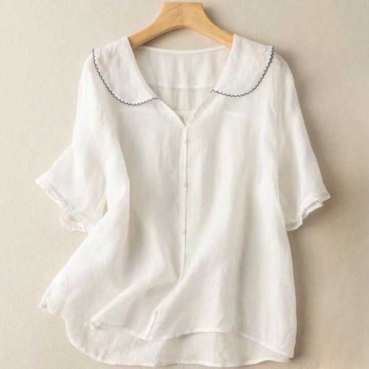 Women’s Cotton Scalloped Collar Blouse