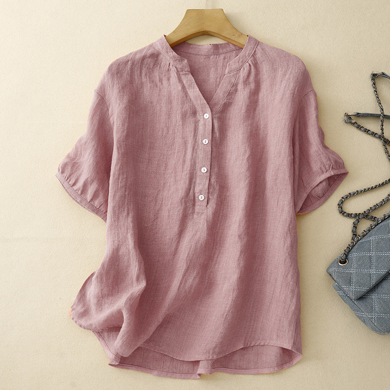 Women’s Cotton-Linen Button Blouse