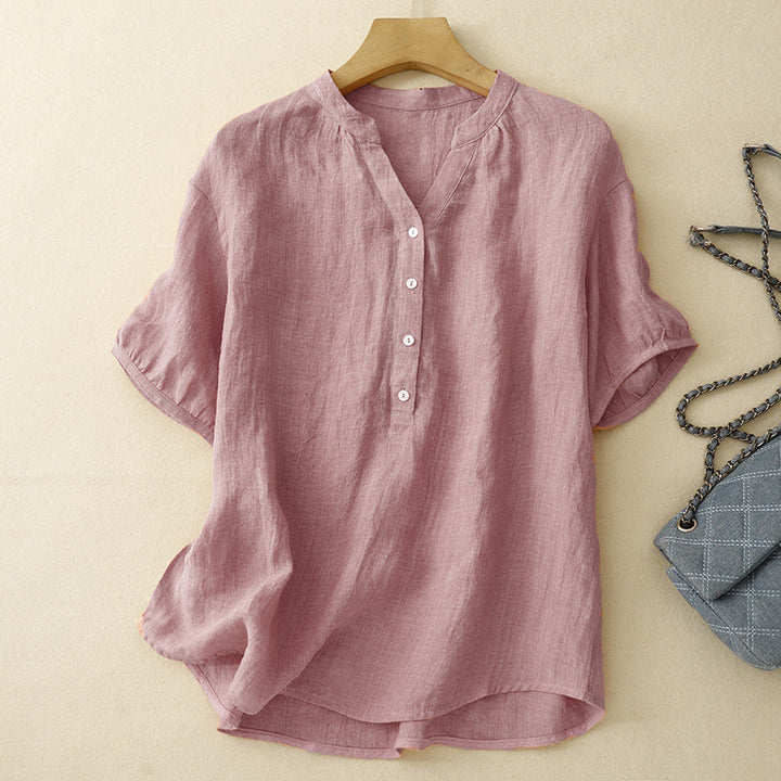 Women’s Cotton-Linen Button Blouse