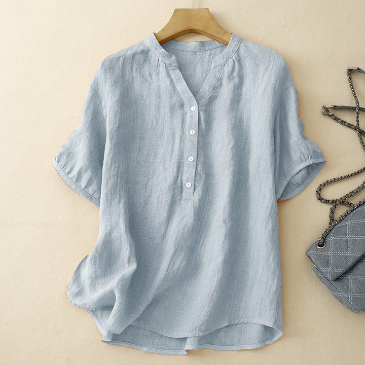 Women’s Cotton-Linen Button Blouse
