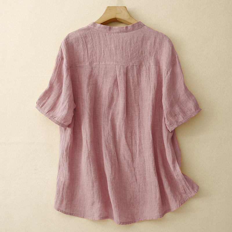 Women’s Cotton-Linen Button Blouse