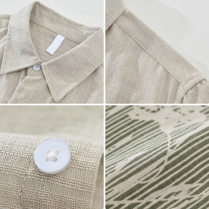 Men's Botanical Panel Short Sleeve Casual Lightweight Summer Shirt