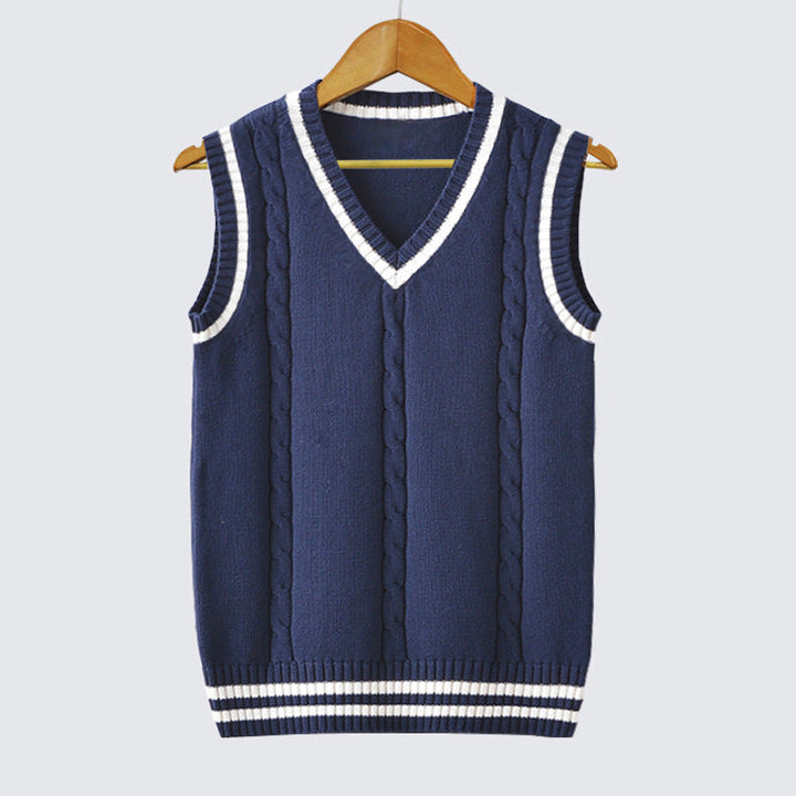 Men’s Classic Cable-Knit V-Neck Sweater Vest