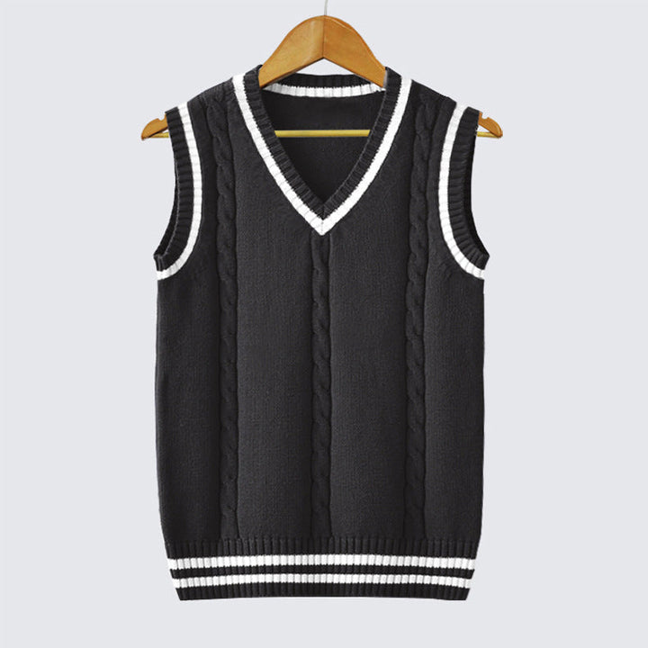 Men’s Classic Cable-Knit V-Neck Sweater Vest