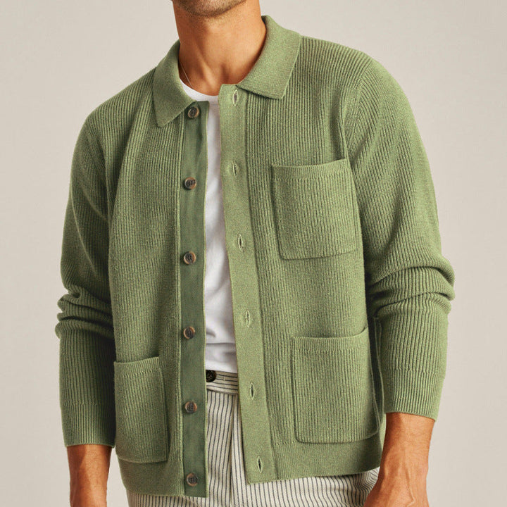 Men’s Textured Button-Up Comfort Cardigan