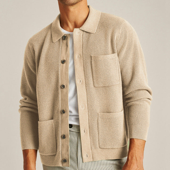 Men’s Textured Button-Up Comfort Cardigan
