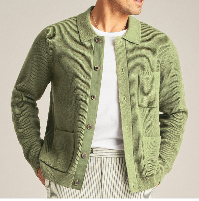 Men’s Textured Button-Up Comfort Cardigan