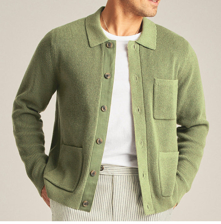Men’s Textured Button-Up Comfort Cardigan