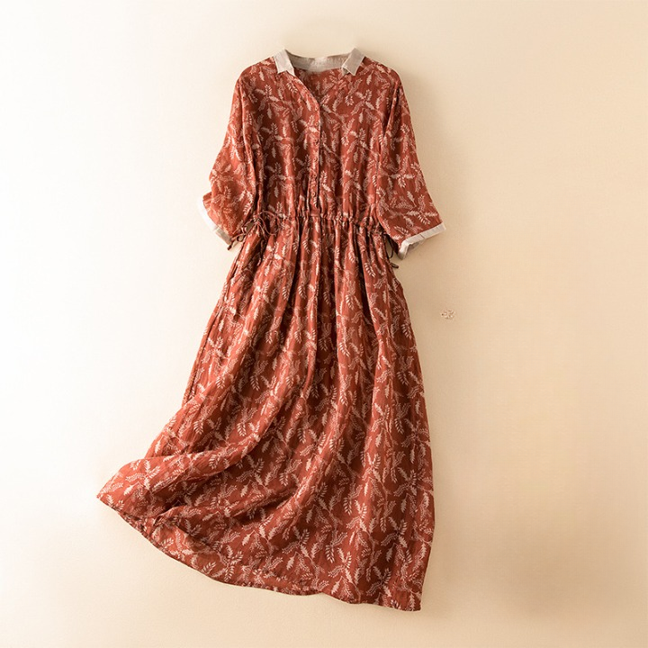 Chloe Linen Cotton Floral Midi Lightweight Dress