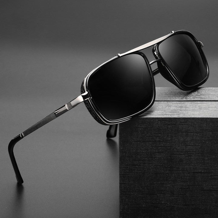 Classic Stratos Square Frame Metal Aviator UV400 Sunglasses