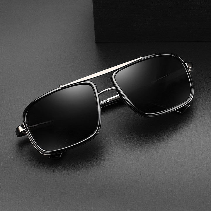 Classic Stratos Square Frame Metal Aviator UV400 Sunglasses