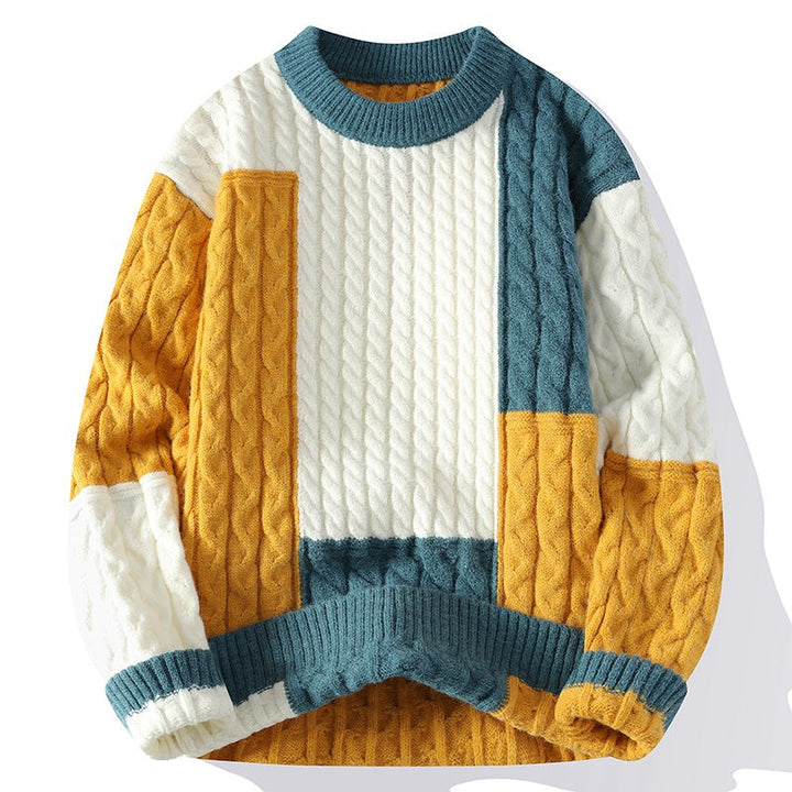 Men's Colorblock Cable Knit Sweater