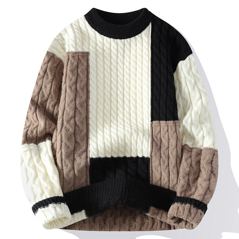 Men's Colorblock Cable Knit Sweater