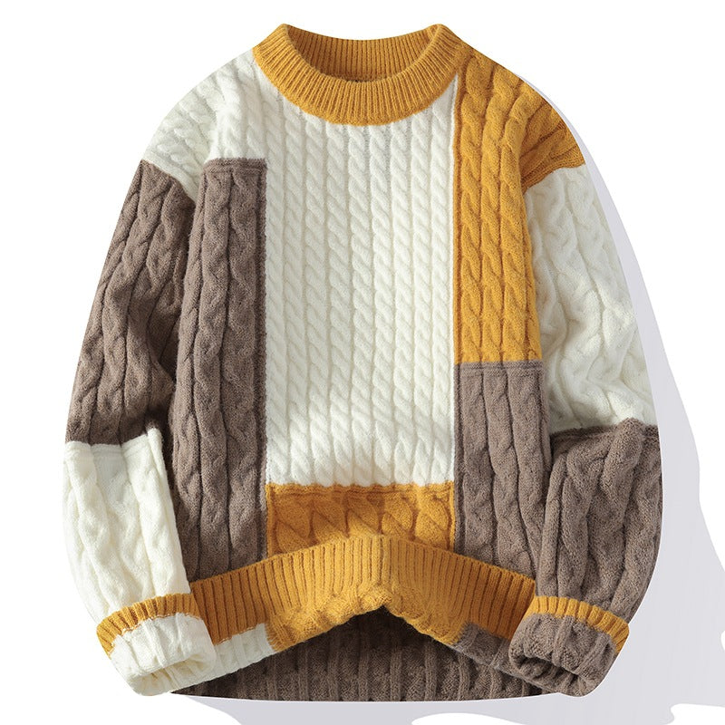 Men's Colorblock Cable Knit Sweater