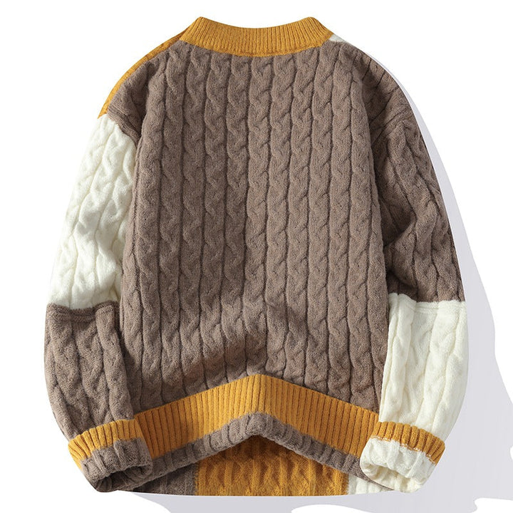 Men's Colorblock Cable Knit Sweater