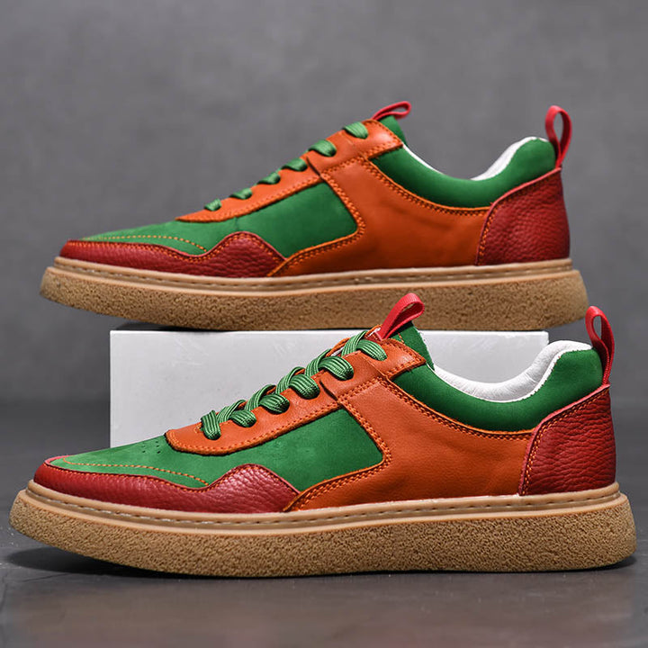 Men’s Leather Casual Sneakers – Retro Colorway All-Day Comfort