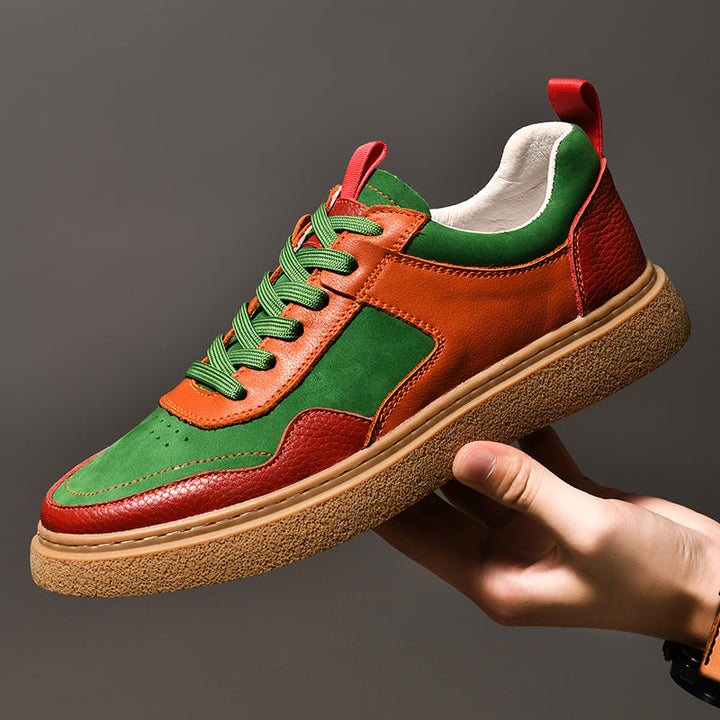 Men’s Leather Casual Sneakers – Retro Colorway All-Day Comfort