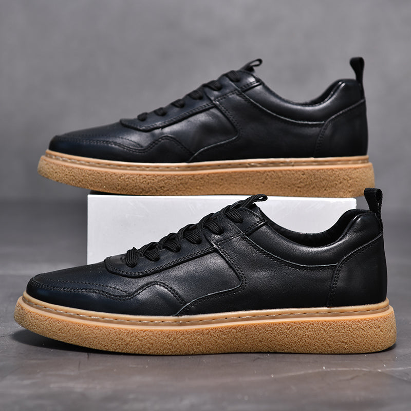Men’s Leather Casual Sneakers – Retro Colorway All-Day Comfort