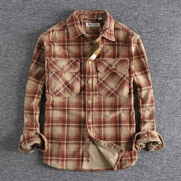 Men's Corduroy Plaid Workwear Overshirt