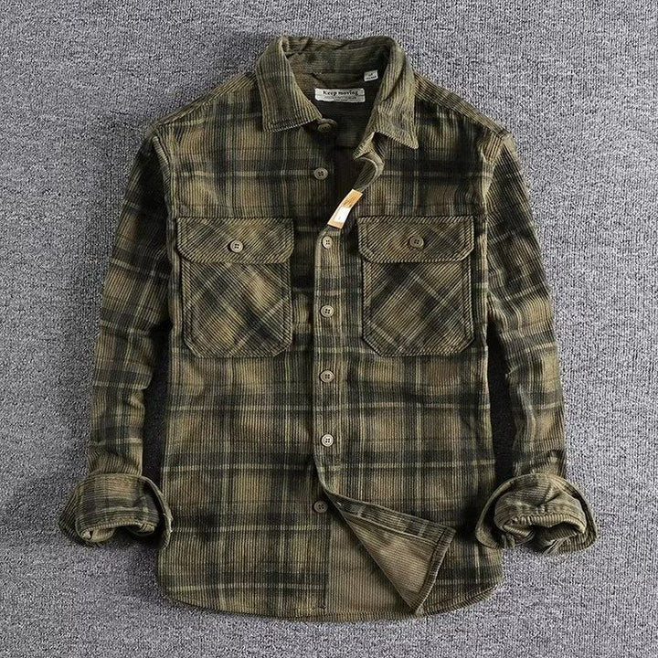 Men's Corduroy Plaid Workwear Overshirt