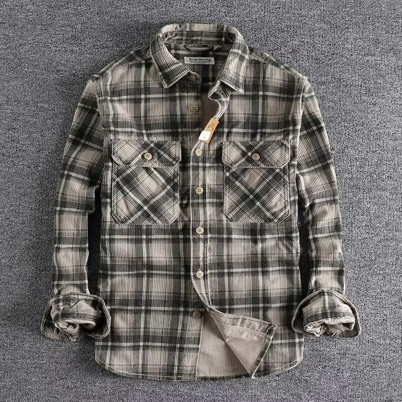 Men's Corduroy Plaid Workwear Overshirt