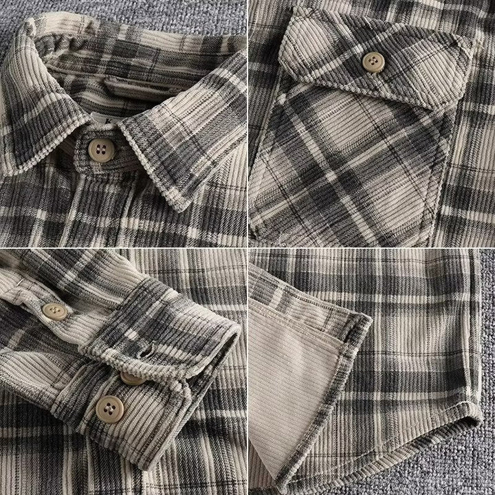 Men's Corduroy Plaid Workwear Overshirt
