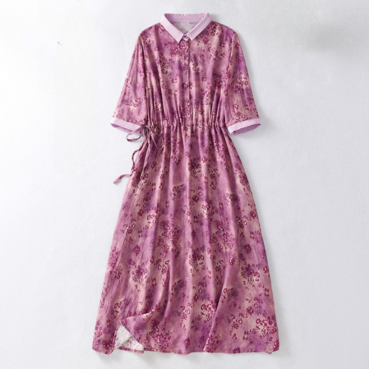 Purple floral dress on a white background