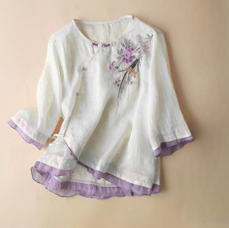 Women's Cotton Floral Embroidered Blouse