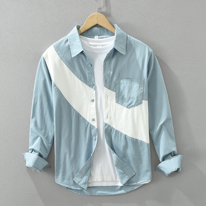 Men's Cotton Colour Block Long Sleeve Shirt