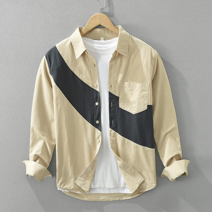 Men's Cotton Colour Block Long Sleeve Shirt