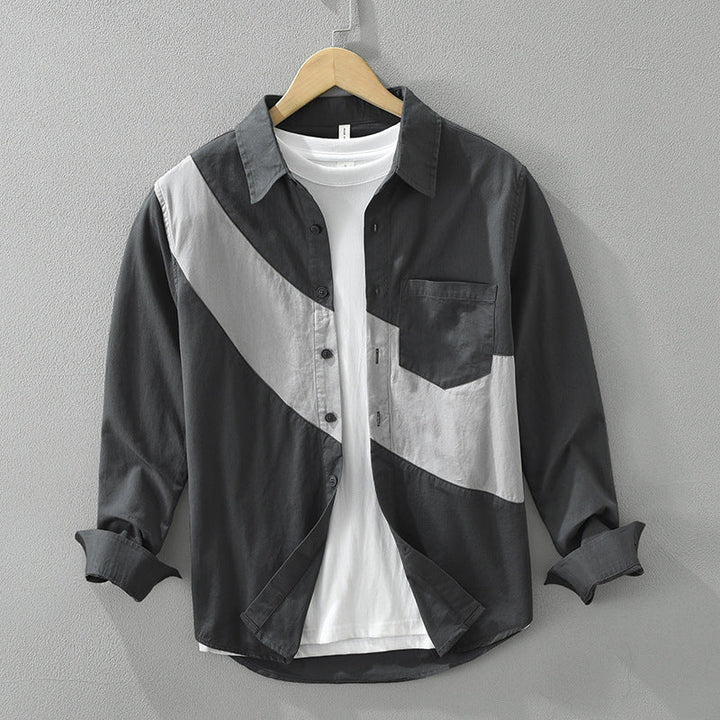 Men's Cotton Colour Block Long Sleeve Shirt