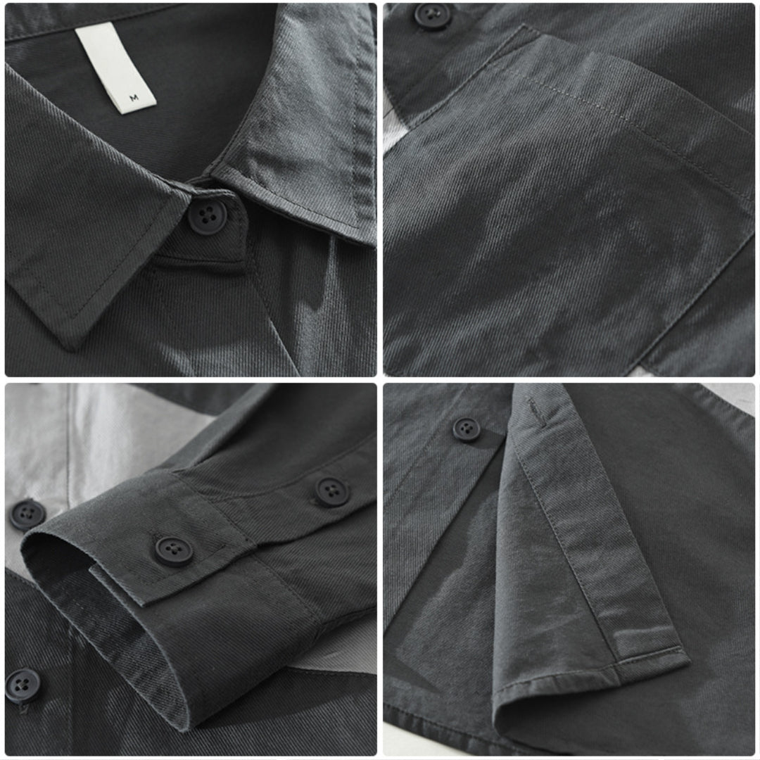 Men's Cotton Colour Block Long Sleeve Shirt