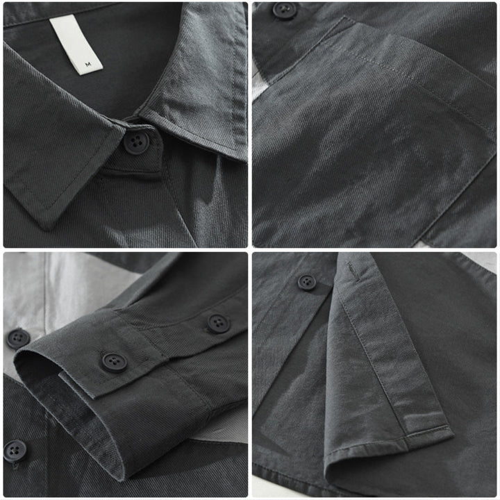 Men's Cotton Colour Block Long Sleeve Shirt