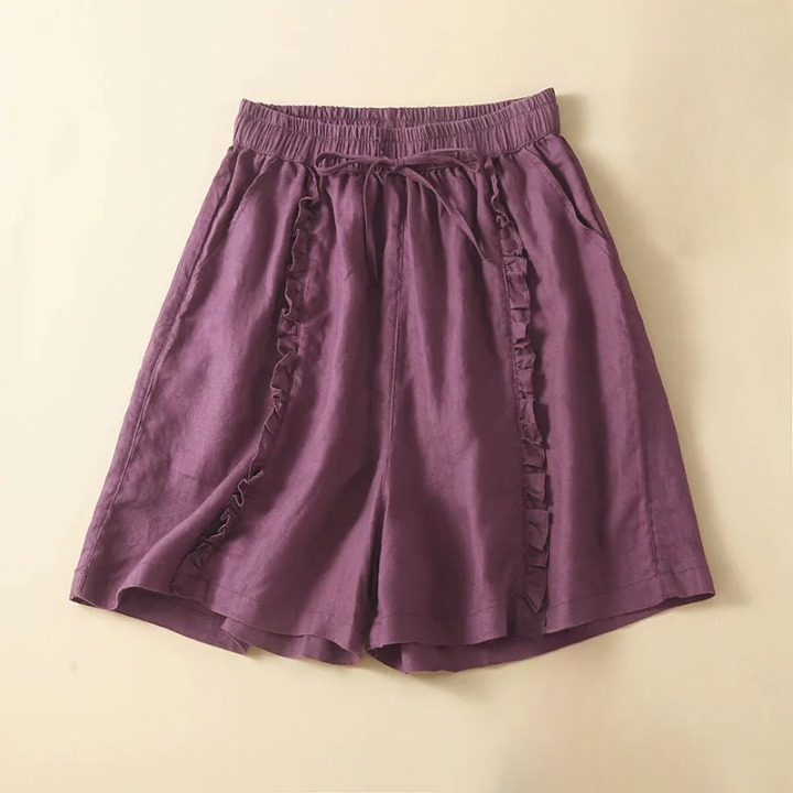 Women's Cotton Ruffle Textured Shorts