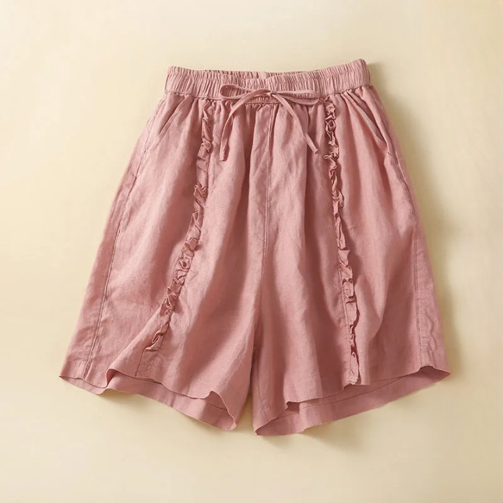 Women's Cotton Ruffle Textured Shorts