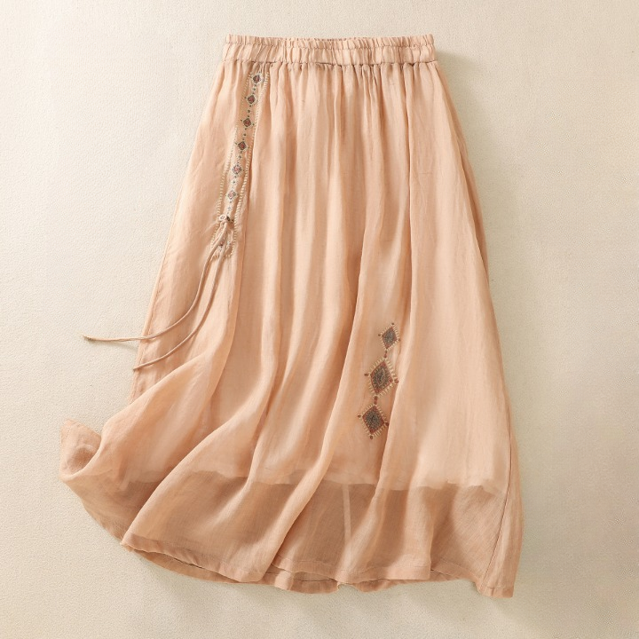 Women's Cotton Embroidered Boho Maxi Skirt