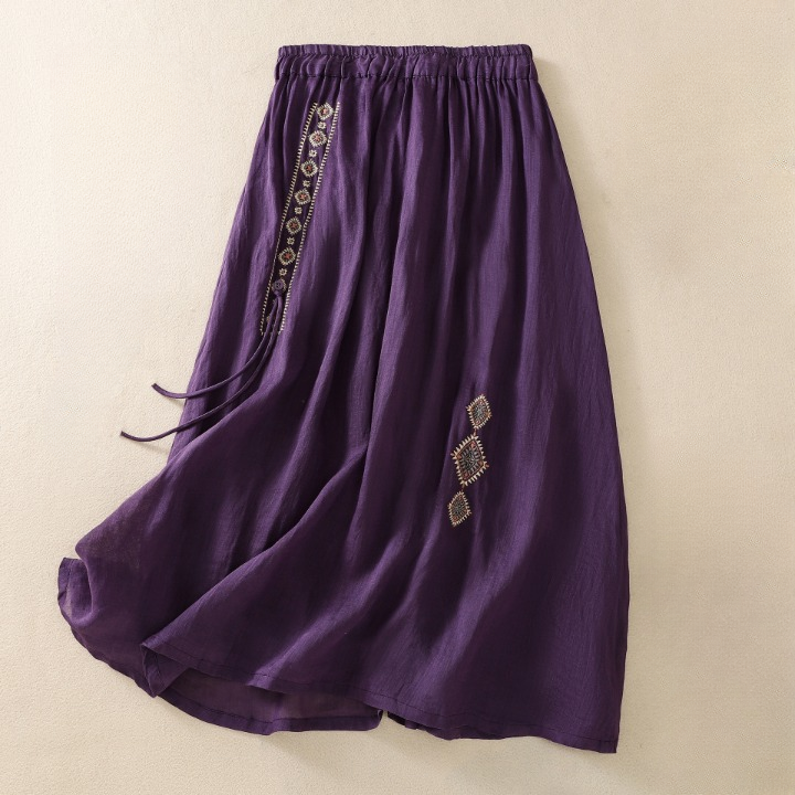 Women's Cotton Embroidered Boho Maxi Skirt