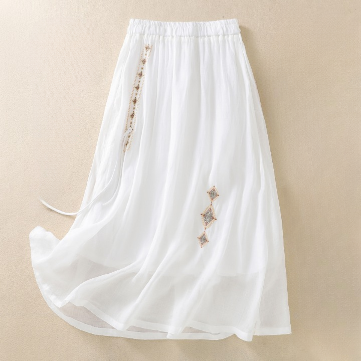 Women's Cotton Embroidered Boho Maxi Skirt